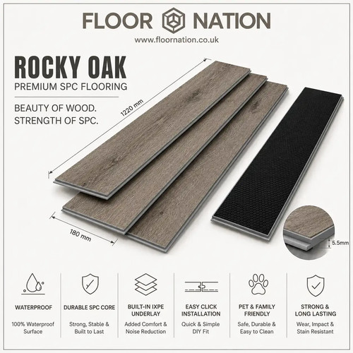Rocky oak waterproof spc vinyl - rocky,